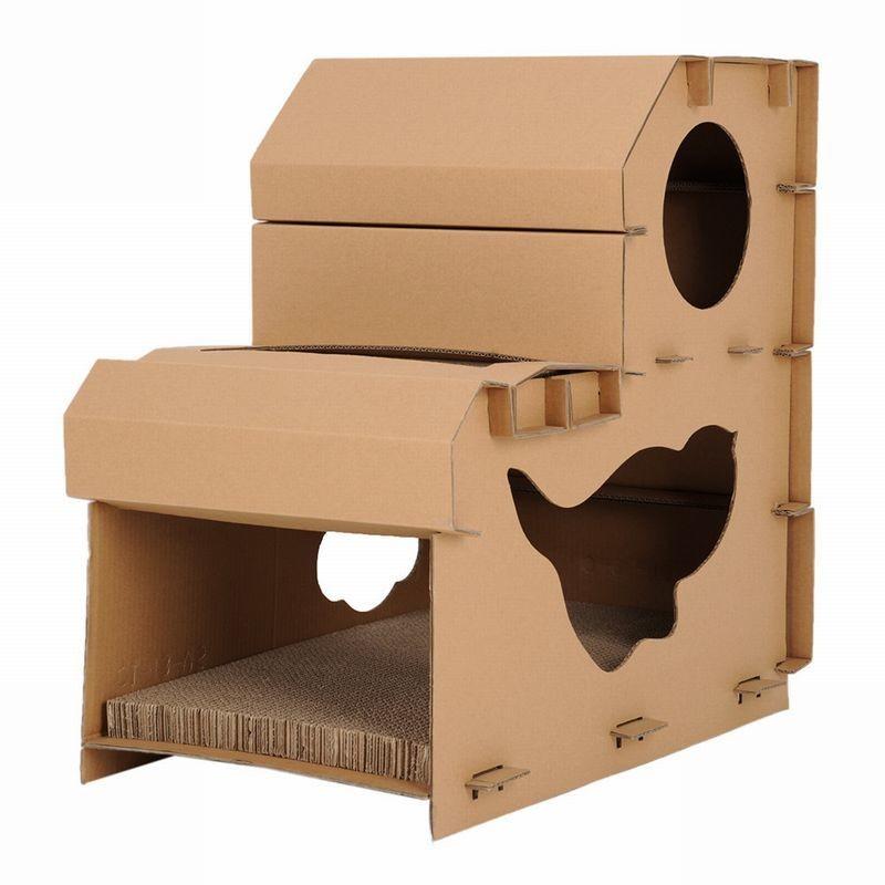 猫用 爪とぎ ねこ ネコ ペット用品 爪研ぎ ダンボールハウス 二層 階段式 つめとぎ 段ボール 爪みがき 猫 ダンボール おもちゃ ストレス解消 ガ プラスナオ Paypayモール店 通販 Paypayモール