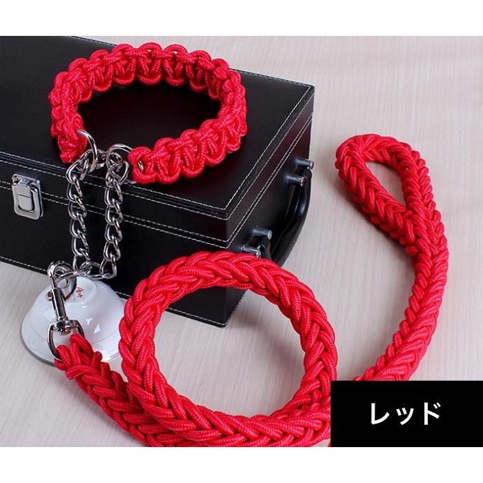 ち〜まま⭐︎ページ　ハーフチョークチェーンとカフェリード2セット　黒　ビーズ 大型犬用ハーフチョークチェーンとカフェリード のセット リード