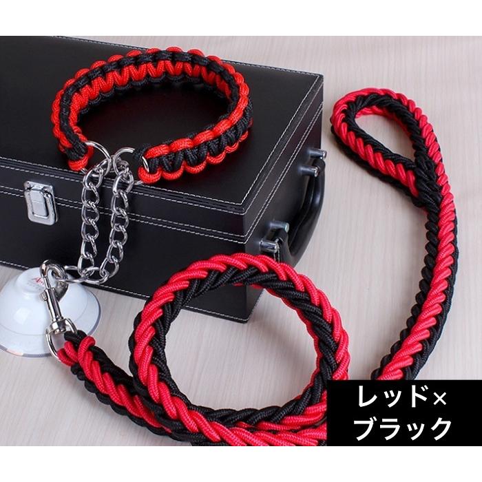 首輪 リード 2点セット 犬用 ペット用 ハーフチョーク リーシュ 1.2m