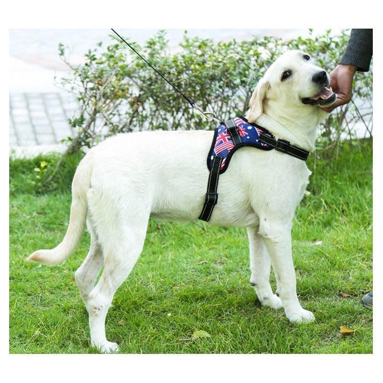 ペット用 犬用 ハーネス 胴輪 ワンタッチバックル マジックテープ 持ち手付き おしゃれ 迷彩柄 国旗柄 シンプル 無地 お散歩用品 おさんぽグッズ プラスナオ Paypayモール店 通販 Paypayモール