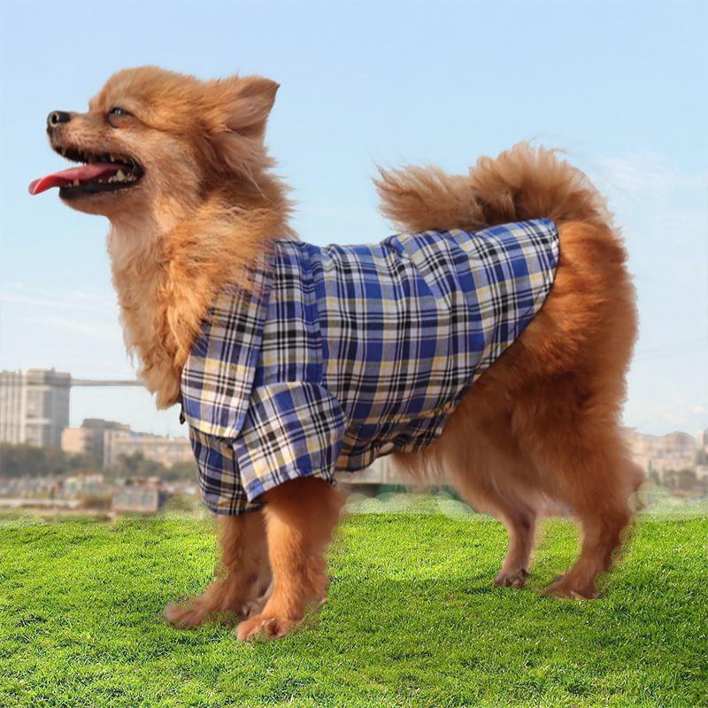 ペットウェア ドッグウエア シャツ 半袖 チェック柄 襟付き 犬服 犬の