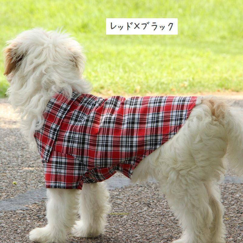 ペットウェア ドッグウエア シャツ 半袖 チェック柄 襟付き 犬服 犬の