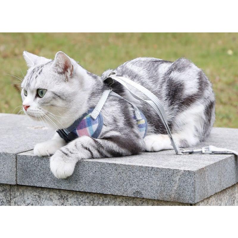 ハーネス リード 2点セット 猫用 ネコ ペットグッズ 胴輪 散歩紐 牽引紐 平紐 チェック柄 蝶ネクタイ 長さ調節可能 猫用品 猫グッズ おしゃれ Pet プラスナオyahoo 店 通販 Yahoo ショッピング