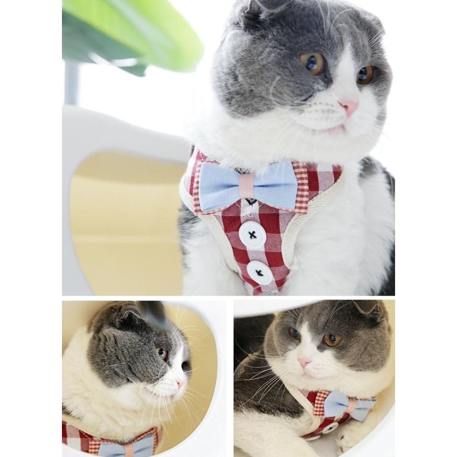 ハーネス リード 2点セット 猫用 ネコ ペットグッズ 胴輪 散歩紐 牽引