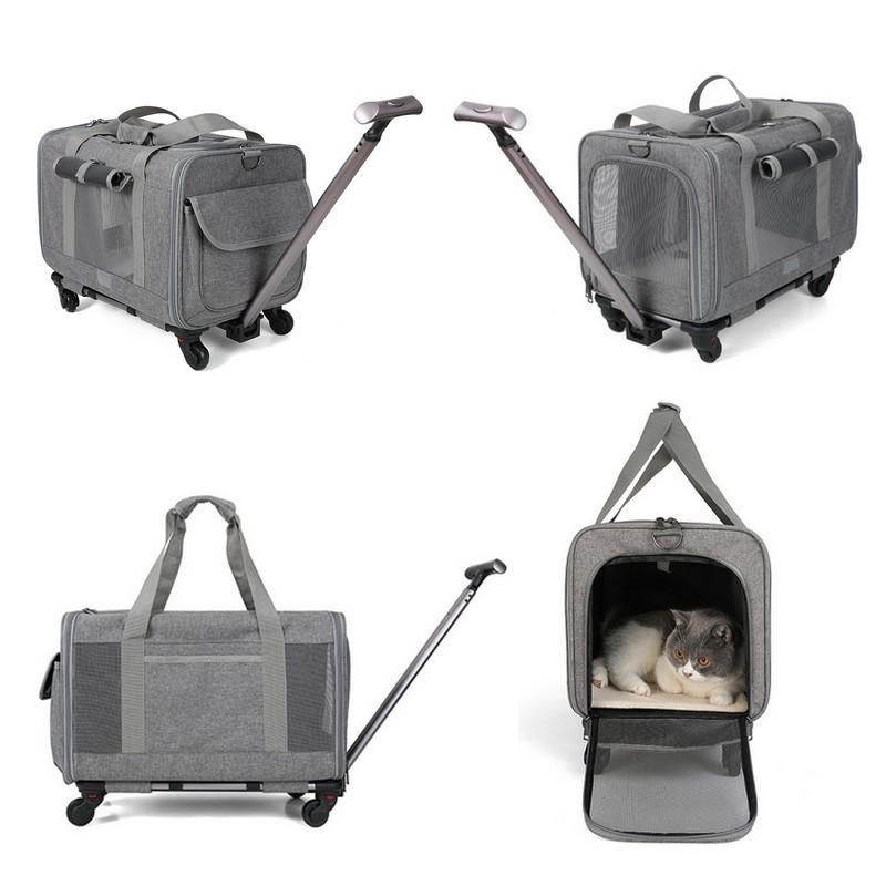 かりめろ⭐︎キャスター付きペット用キャリーバッグ plusnao ペットキャリーカート キャリーバッグ キャスター付き