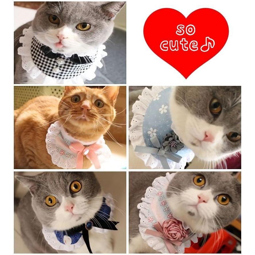 ペット用 猫用 犬用 付け襟 首輪 つけ襟 マジックテープ カラー 可愛い かわいい レース フリル リボン 花 バラ 花柄 チェック柄 ドット柄 水 プラスナオ Paypayモール店 通販 Paypayモール