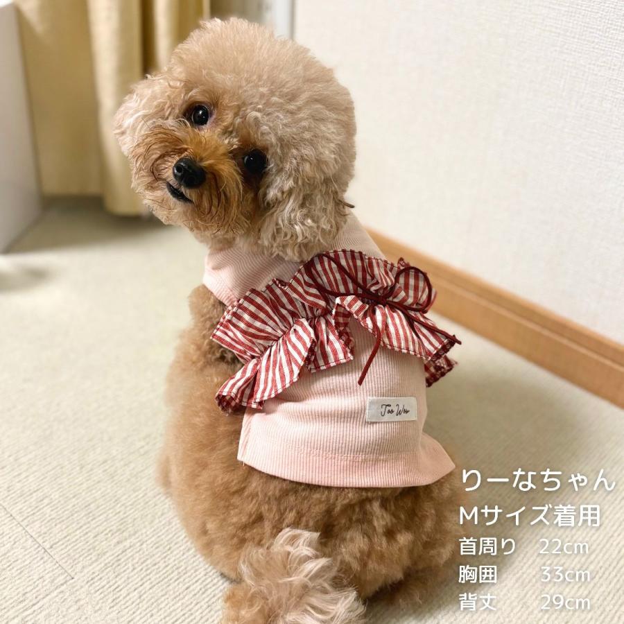 犬服ハンドメイド　タンクトップ(Ribon★6/2～6/8休み) ギンガムリボンタンクトップ 犬 服 犬服 ペットウェア ドッグウェア