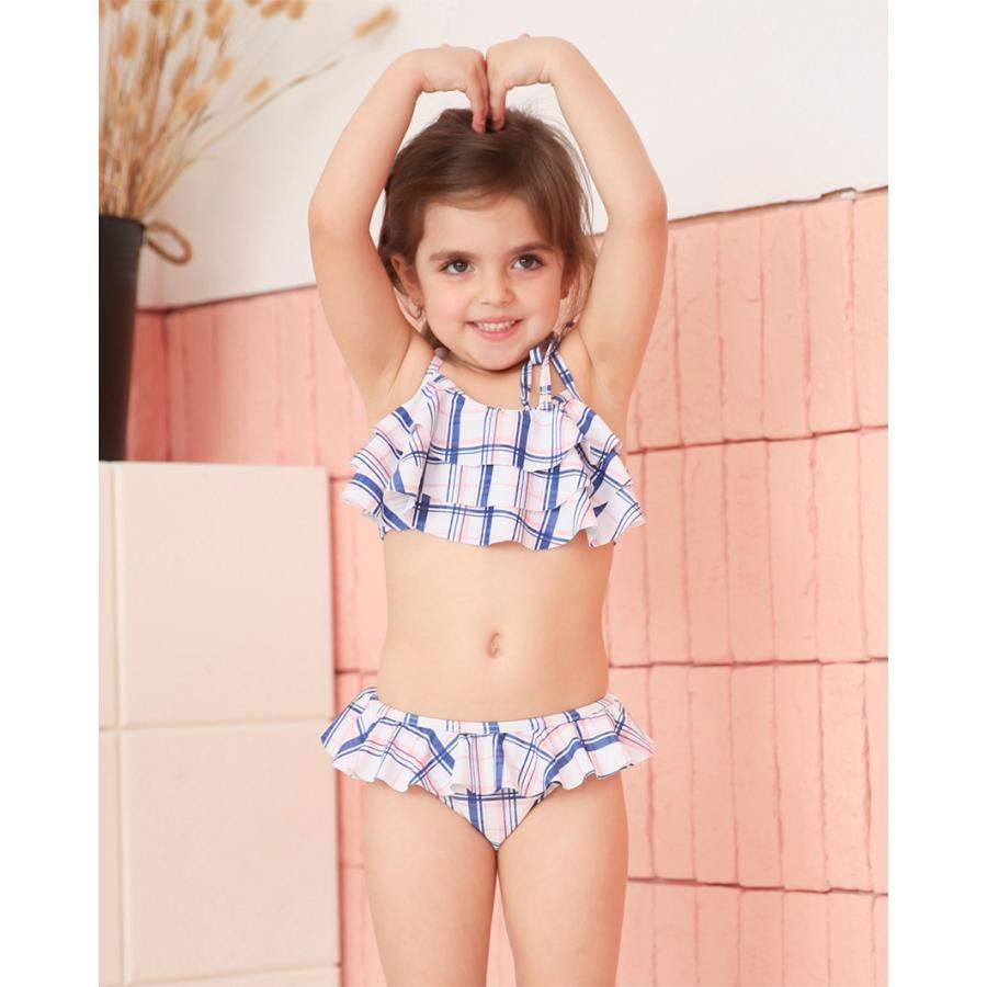 子供用水着 フリルビキニ セパレート 上下セット チェック柄 女の子 キッズ スイムウェア セットアップ かわいい 可愛い ガーリー 海水浴 プール | ブランド登録なし | 11