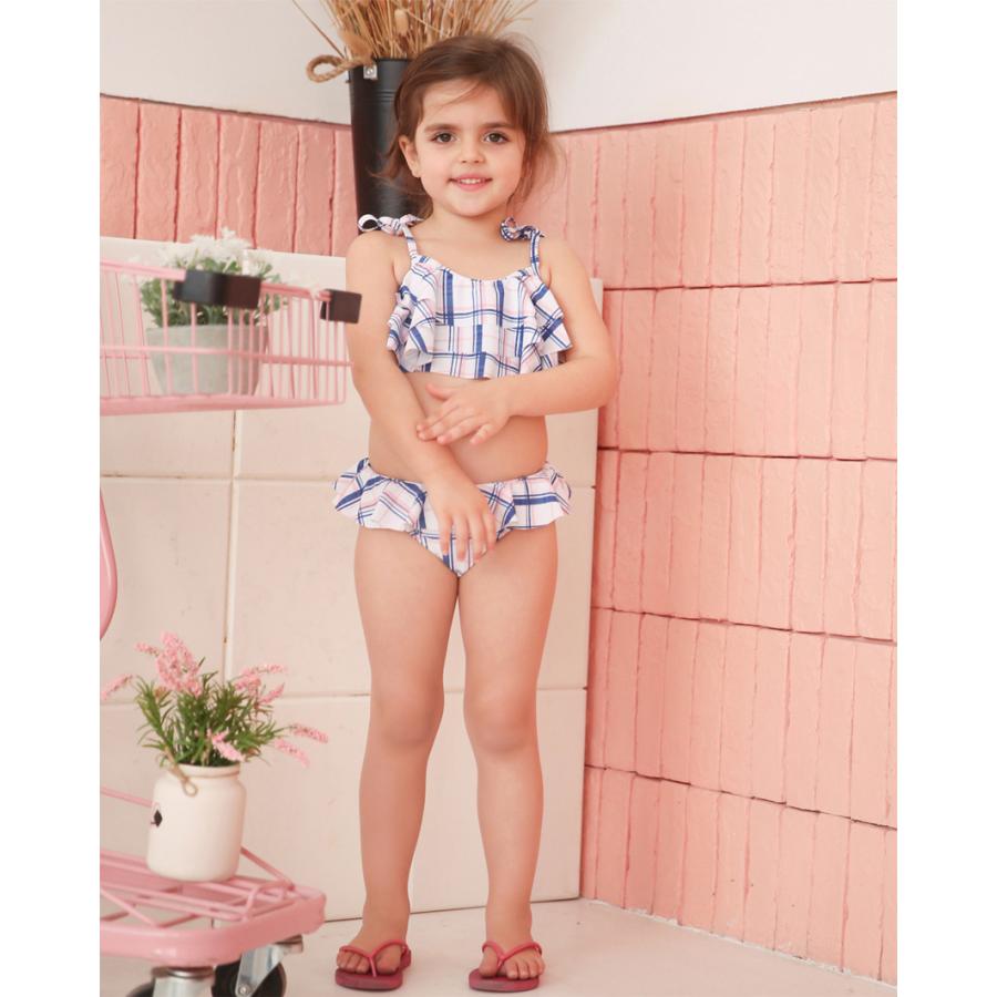 子供用水着 フリルビキニ セパレート 上下セット チェック柄 女の子 キッズ スイムウェア セットアップ かわいい 可愛い ガーリー 海水浴 プール | ブランド登録なし | 14