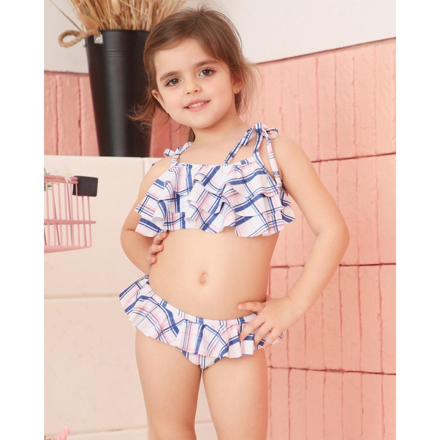子供用水着 フリルビキニ セパレート 上下セット チェック柄 女の子 キッズ スイムウェア セットアップ かわいい 可愛い ガーリー 海水浴 プール | ブランド登録なし | 15