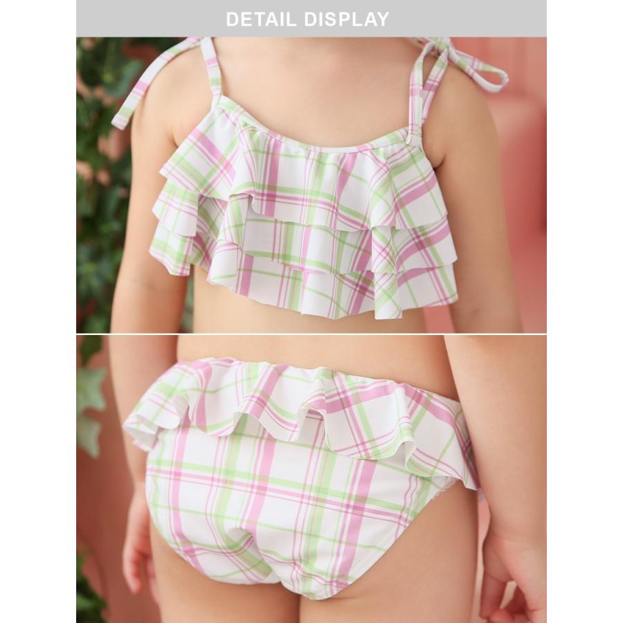 子供用水着 フリルビキニ セパレート 上下セット チェック柄 女の子 キッズ スイムウェア セットアップ かわいい 可愛い ガーリー 海水浴 プール | ブランド登録なし | 17