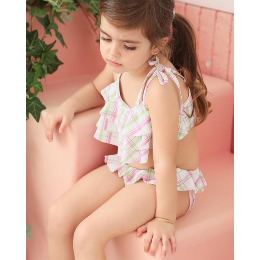 子供用水着 フリルビキニ セパレート 上下セット チェック柄 女の子 キッズ スイムウェア セットアップ かわいい 可愛い ガーリー 海水浴 プール | ブランド登録なし | 04