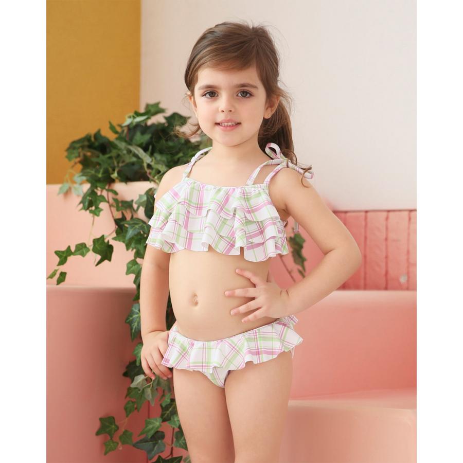 子供用水着 フリルビキニ セパレート 上下セット チェック柄 女の子 キッズ スイムウェア セットアップ かわいい 可愛い ガーリー 海水浴 プール | ブランド登録なし | 05