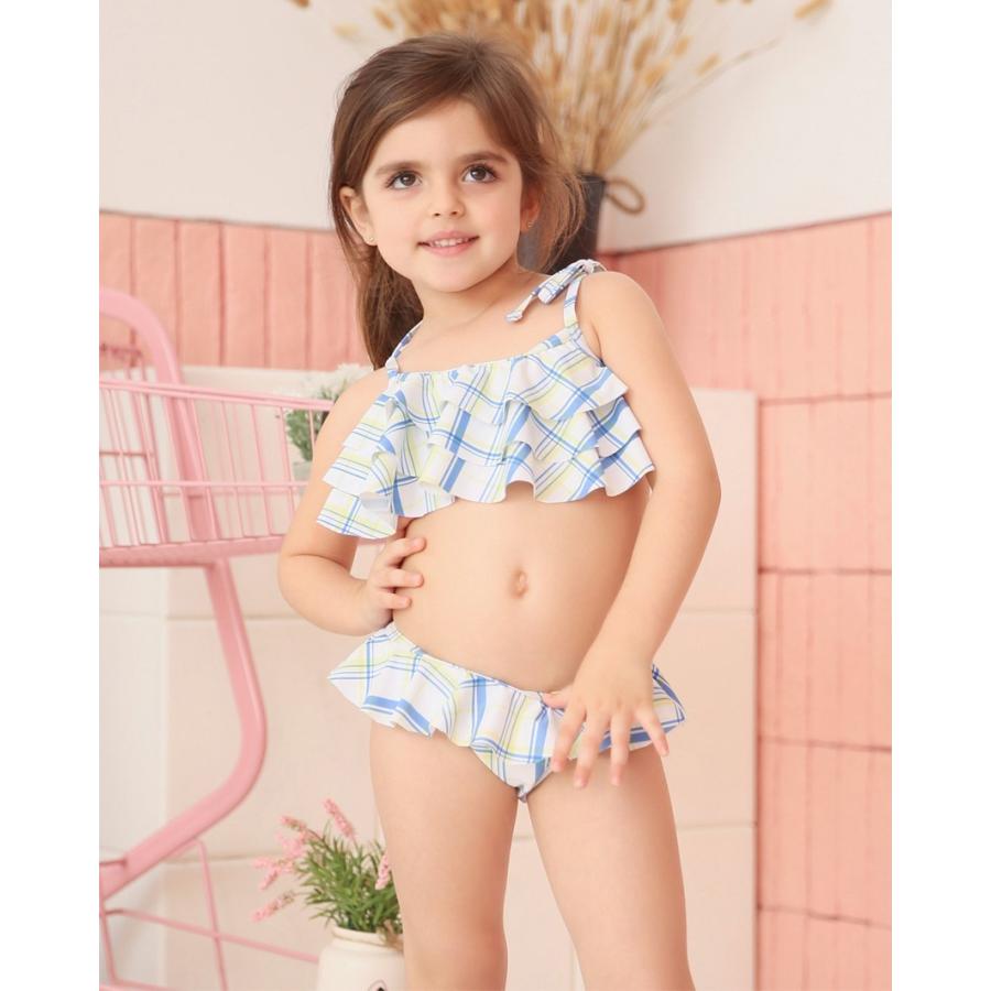 子供用水着 フリルビキニ セパレート 上下セット チェック柄 女の子 キッズ スイムウェア セットアップ かわいい 可愛い ガーリー 海水浴 プール | ブランド登録なし | 08