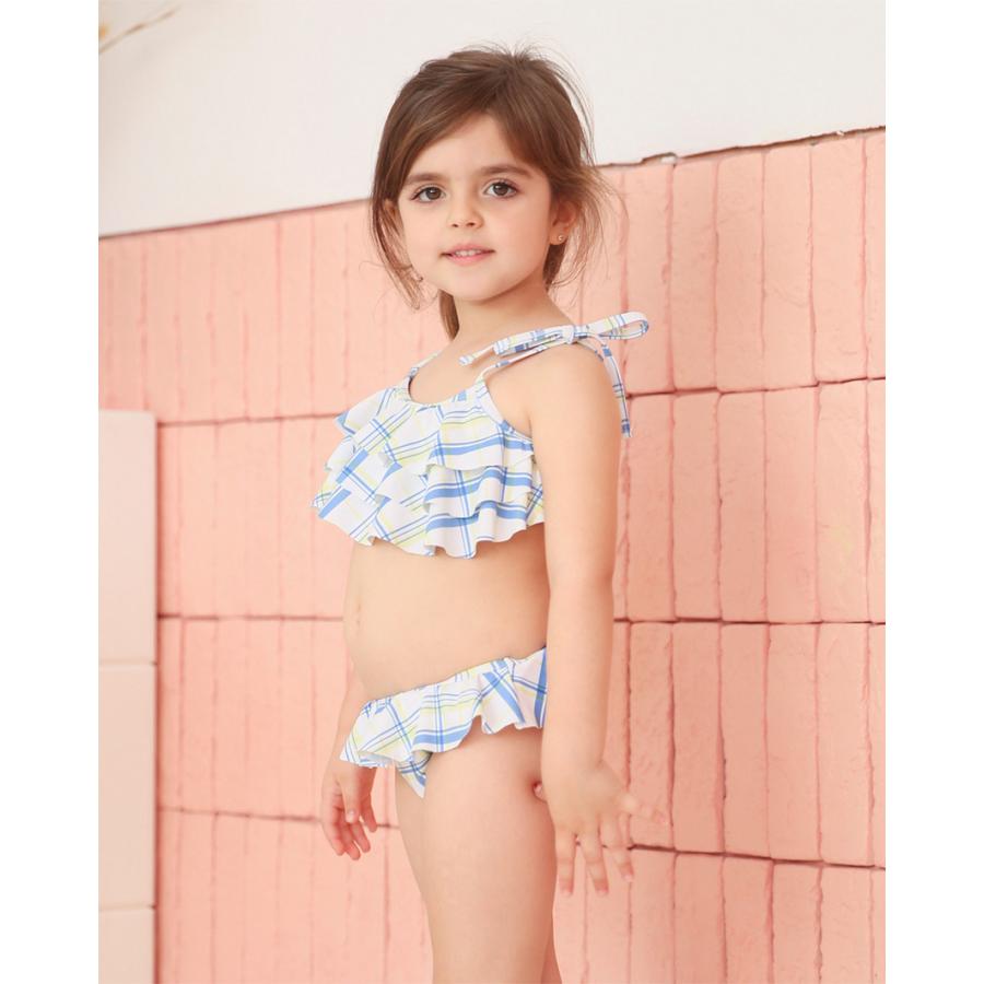 子供用水着 フリルビキニ セパレート 上下セット チェック柄 女の子 キッズ スイムウェア セットアップ かわいい 可愛い ガーリー 海水浴 プール | ブランド登録なし | 09