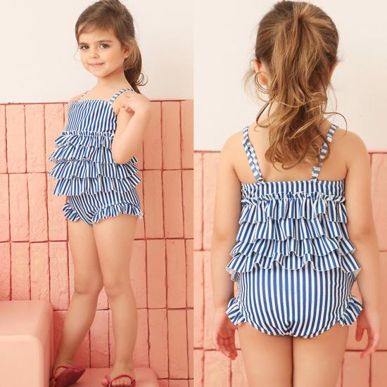 水着 キッズ 子供 女の子 スイムウエア 可愛い キャミソール ワンピース ロンパース 水泳 海 プール リボン 花柄 ボーダー ストライプ フリル | plusnao | 13