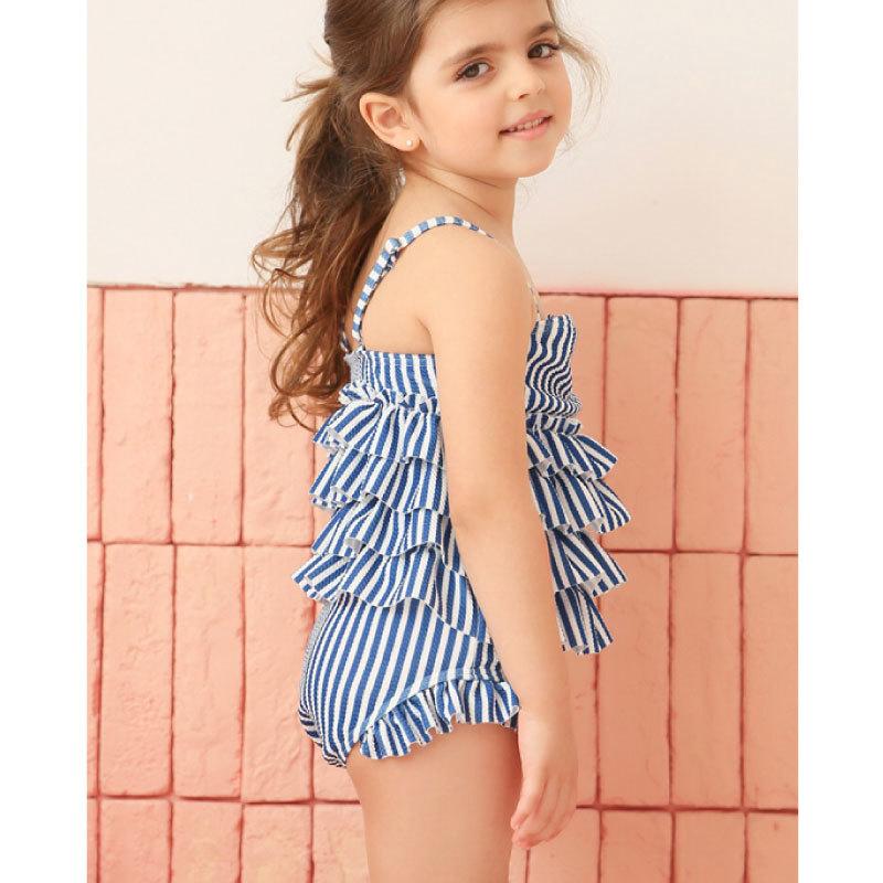 水着 キッズ 子供 女の子 スイムウエア 可愛い キャミソール ワンピース ロンパース 水泳 海 プール リボン 花柄 ボーダー ストライプ フリル | plusnao | 03