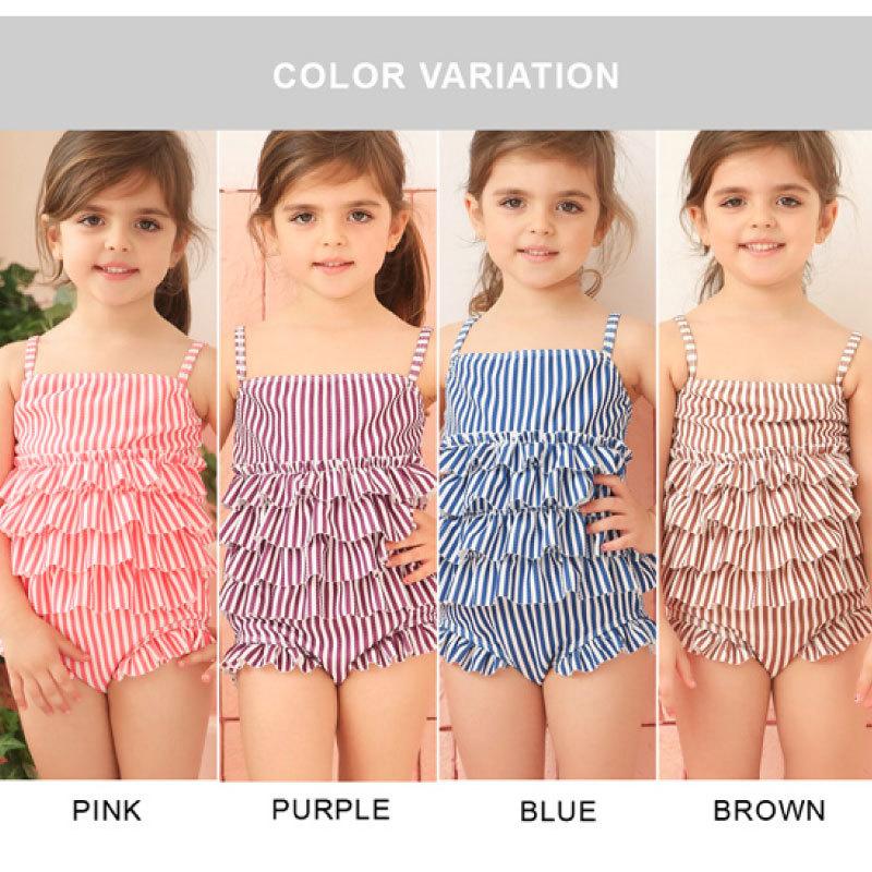 水着 キッズ 子供 女の子 スイムウエア 可愛い キャミソール ワンピース ロンパース 水泳 海 プール リボン 花柄 ボーダー ストライプ フリル | plusnao | 06