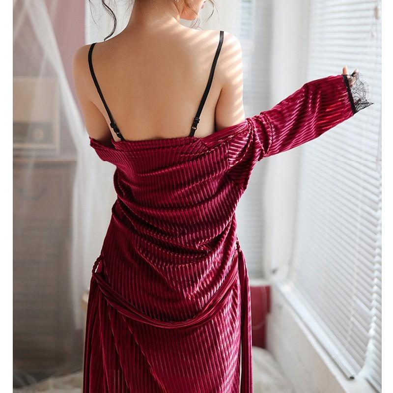 ナイトガウン レディース 寝間着 ナイトウェア ネグリジェ 2点セット パジャマ ワンピース スリップ ベビードール キャミソール セクシー 高級感 | plusnao | 09