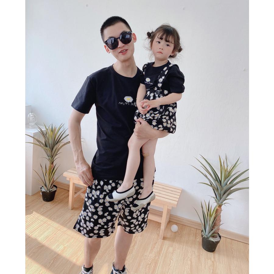 親子ペアルック Tシャツ ハーフパンツ キッズ 女の子 男の子 メンズ レディース 半袖 半ズボン お揃い リンクコーデ カットソー 花柄 カジュアル プラスナオ Paypayモール店 通販 Paypayモール