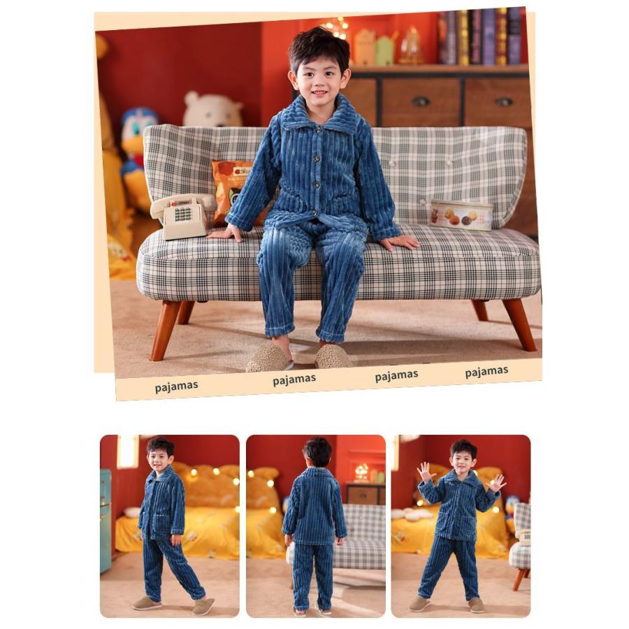 パジャマ ルームウェア 部屋着 上下 キッズ ベビー 子供服 長袖 長ズボン 厚手 フリース 秋冬 防寒 保温 暖かい 前開き | plusnao | 10