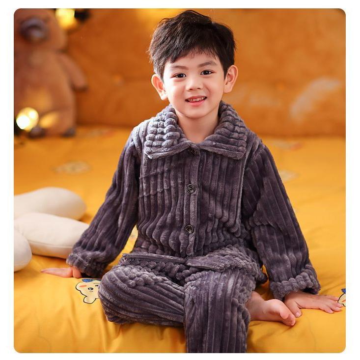 パジャマ ルームウェア 部屋着 上下 キッズ ベビー 子供服 長袖 長ズボン 厚手 フリース 秋冬 防寒 保温 暖かい 前開き | plusnao | 02