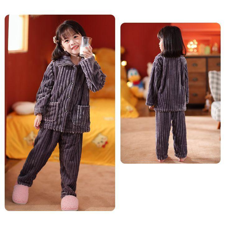 パジャマ ルームウェア 部屋着 上下 キッズ ベビー 子供服 長袖 長ズボン 厚手 フリース 秋冬 防寒 保温 暖かい 前開き | plusnao | 03