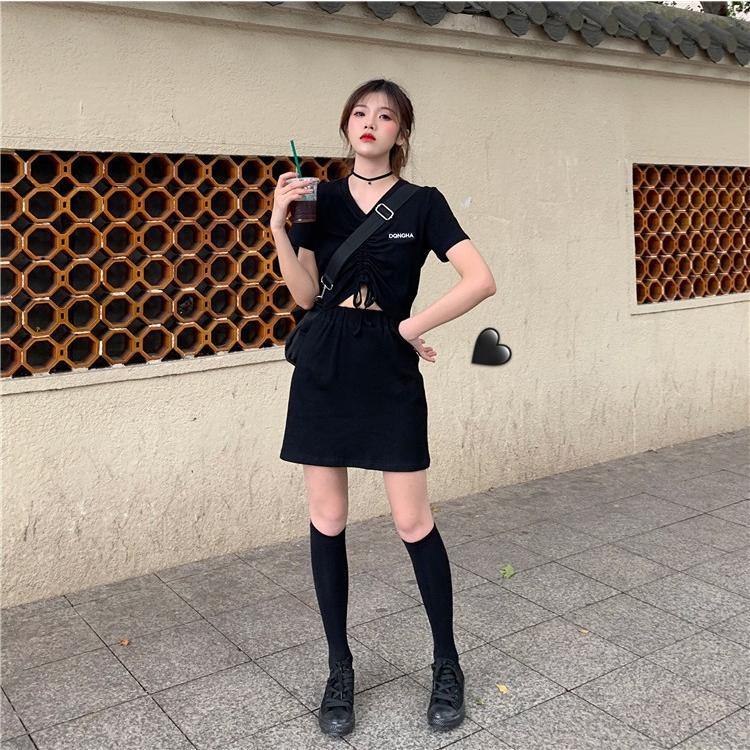 セットアップ カットソー Tシャツ スカート ミニスカート レディース V 