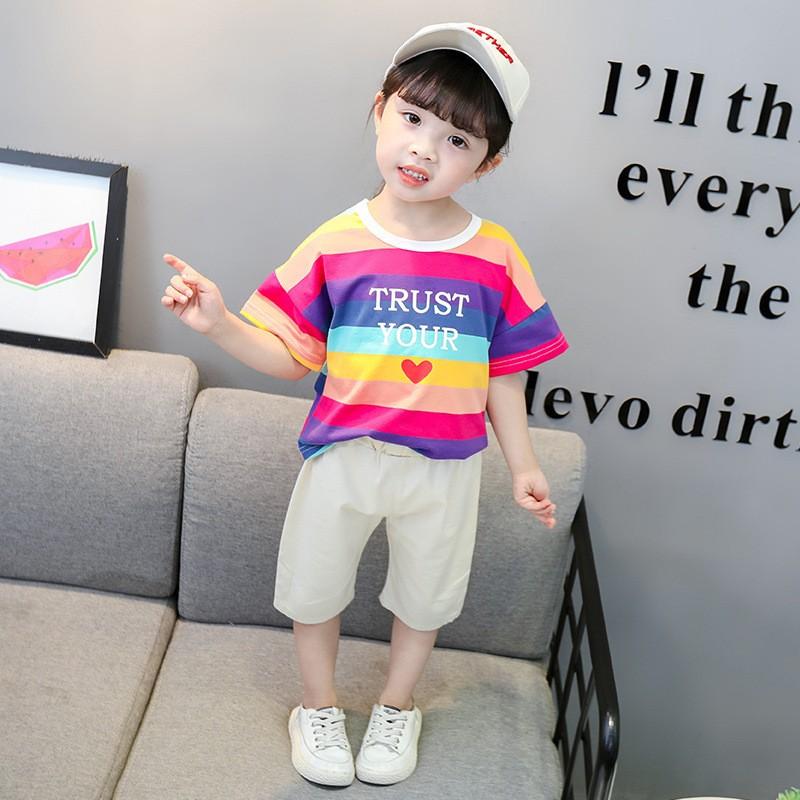 セットアップ 半袖 キッズ 子ども用 紫 ピンク カラフル ハート 夏服 羽 かわいい Tシャツ ハーフパンツ ボーダー マルチカラー ロゴ プラスナオ Paypayモール店 通販 Paypayモール