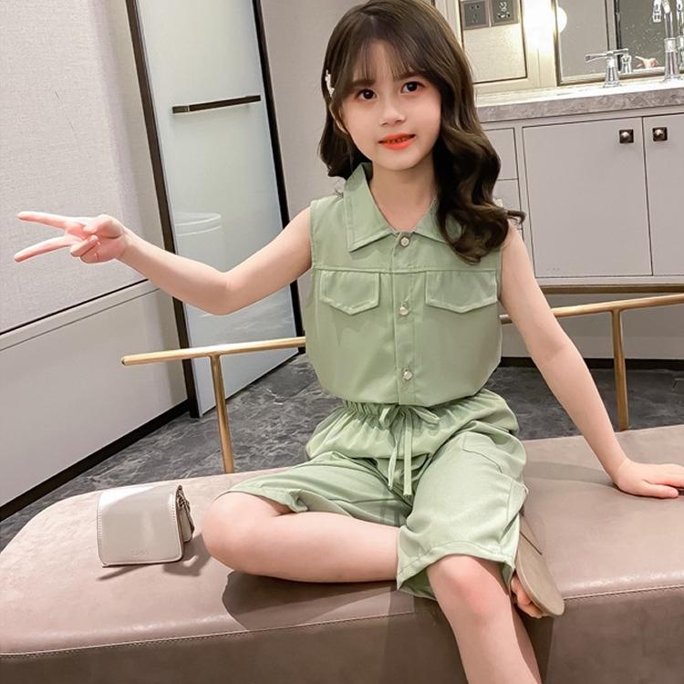 セットアップ 上下セット ノースリーブシャツ 七分丈パンツ 110-160cm