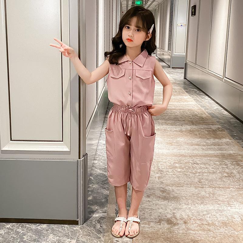 セットアップ 上下セット ノースリーブシャツ 七分丈パンツ 110-160cm