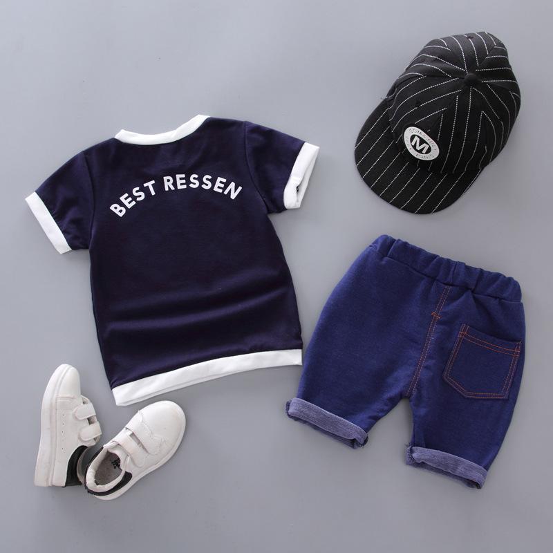 セットアップ 上下セット Tシャツ ズボン キッズ ベビー 子供服 シャツ 男の子 女の子 こども 半袖 ジーンズ デニム調 クルーネック 可愛い お | ブランド登録なし | 09