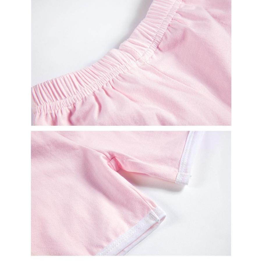 ルームウェア 部屋着 パジャマ 上下 セットアップ キッズ 子供服 春夏 薄手 無地 半袖 ノースリーブ 半ズボン 3分丈 寝巻き 寝間着 ナイトウェ | plusnao | 18