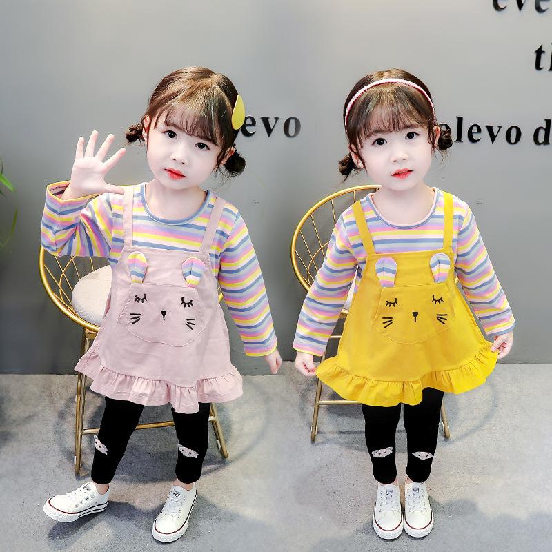 セットアップ 上下2点セット ワンピース レギンス 子供服 キッズ ベビー 女の子 重ね着風 チュニック レギパン 長袖 クルーネック ボーダー ロン プラスナオ Paypayモール店 通販 Paypayモール