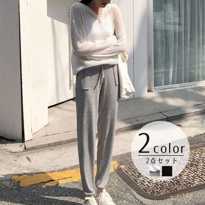セットアップ 上下セット パーカー 長袖 ロングパンツ レディース 女性 婦人服 トップス ボトムス 薄手ニット プルオーバー ジョガーパンツ かわい プラスナオ Paypayモール店 通販 Paypayモール