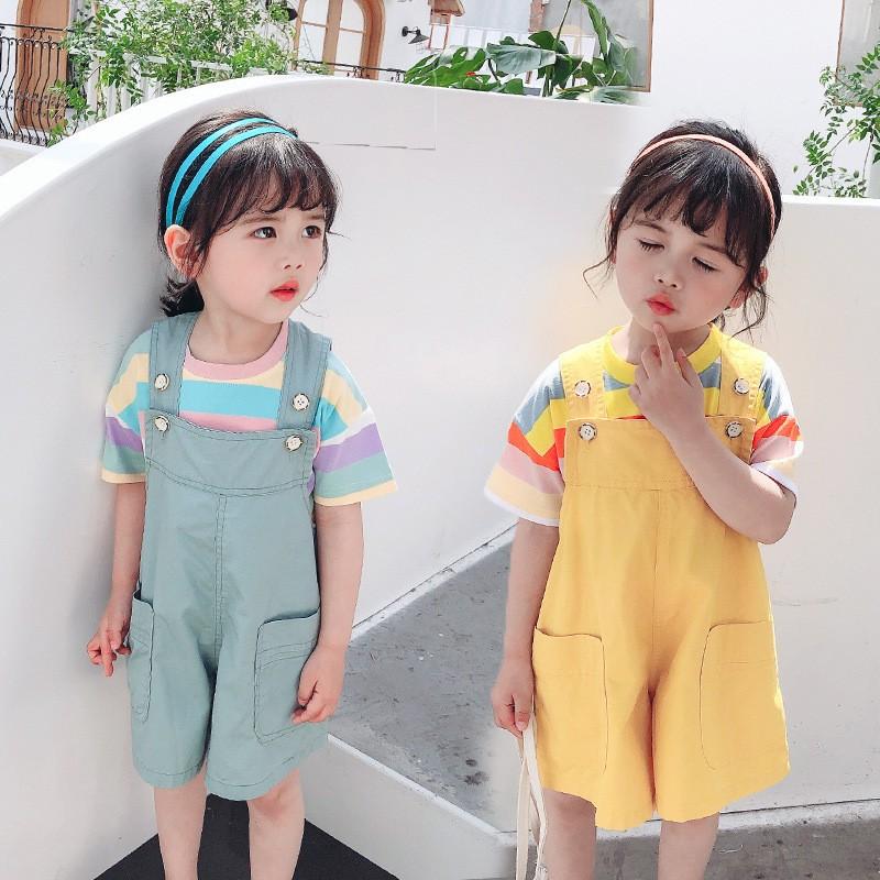 オーバーオール サロペット 半袖tシャツ カットソー キッズ 子供 女の子 女子 小学生 子供服 キッズ服 2点セット 上下セット シンプル 無地 ボ プラスナオ Paypayモール店 通販 Paypayモール