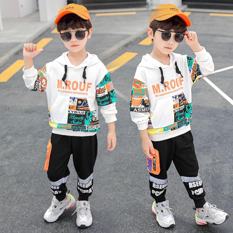 セットアップ 上下セット パーカー ロングパンツ 子供服 キッズ 男の子 女の子 プルオーバー フード付き ジョガーパンツ 英字 ロゴ イラスト バッ プラスナオ Paypayモール店 通販 Paypayモール