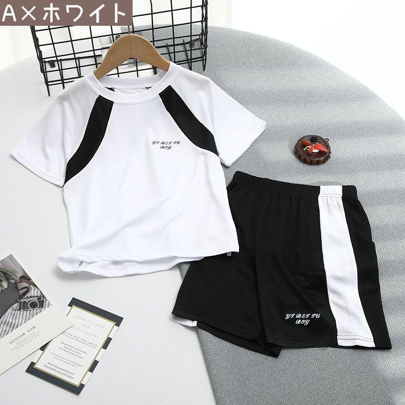スポーツウェア 上下セット キッズ ジュニア セットアップ 半袖 短パン Tシャツ ハーフパンツ 通気性 スポーツ 運動 トレーニング おしゃれ 普段 | plusnao | 01