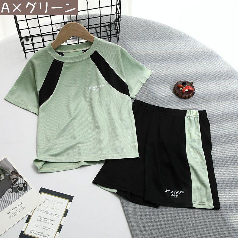 スポーツウェア 上下セット キッズ ジュニア セットアップ 半袖 短パン Tシャツ ハーフパンツ 通気性 スポーツ 運動 トレーニング おしゃれ 普段 | plusnao | 02