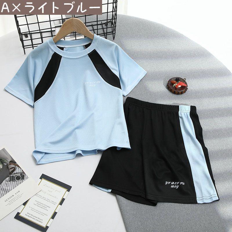 スポーツウェア 上下セット キッズ ジュニア セットアップ 半袖 短パン Tシャツ ハーフパンツ 通気性 スポーツ 運動 トレーニング おしゃれ 普段 | plusnao | 03