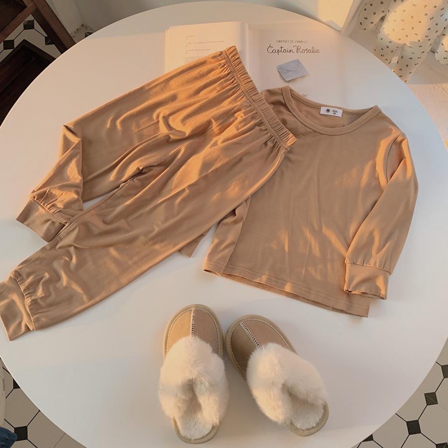 パジャマ 長袖パジャマ キッズ ハイウエスト 子ども用パジャマ ユニセックス 男女兼用 女の子 男の子 ミドルウエスト 無地 シンプル かわいい おし | plusnao | 10