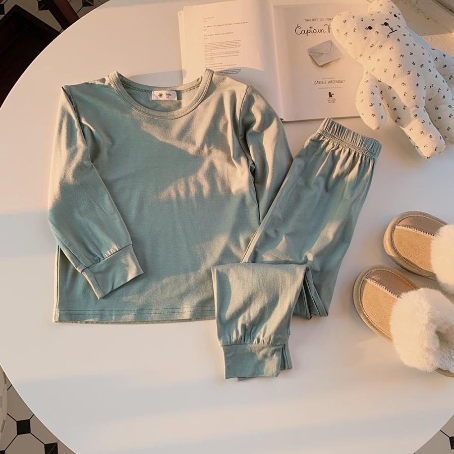 パジャマ 長袖パジャマ キッズ ハイウエスト 子ども用パジャマ ユニセックス 男女兼用 女の子 男の子 ミドルウエスト 無地 シンプル かわいい おし | plusnao | 11