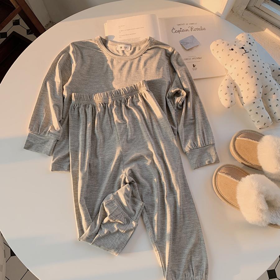 パジャマ 長袖パジャマ キッズ ハイウエスト 子ども用パジャマ ユニセックス 男女兼用 女の子 男の子 ミドルウエスト 無地 シンプル かわいい おし | plusnao | 12