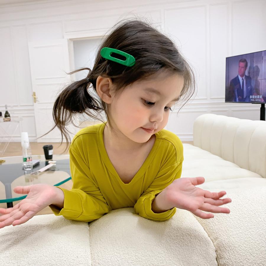 パジャマ 長袖パジャマ キッズ ハイウエスト 子ども用パジャマ ユニセックス 男女兼用 女の子 男の子 ミドルウエスト 無地 シンプル かわいい おし | plusnao | 04