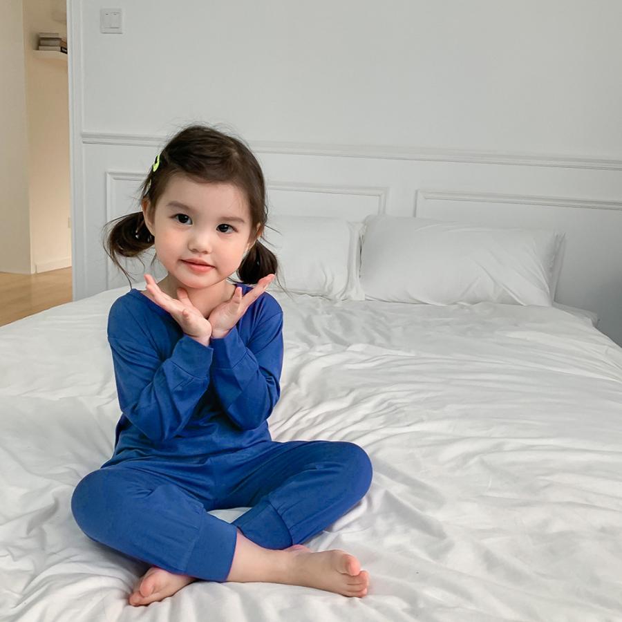 パジャマ 長袖パジャマ キッズ ハイウエスト 子ども用パジャマ ユニセックス 男女兼用 女の子 男の子 ミドルウエスト 無地 シンプル かわいい おし | plusnao | 05