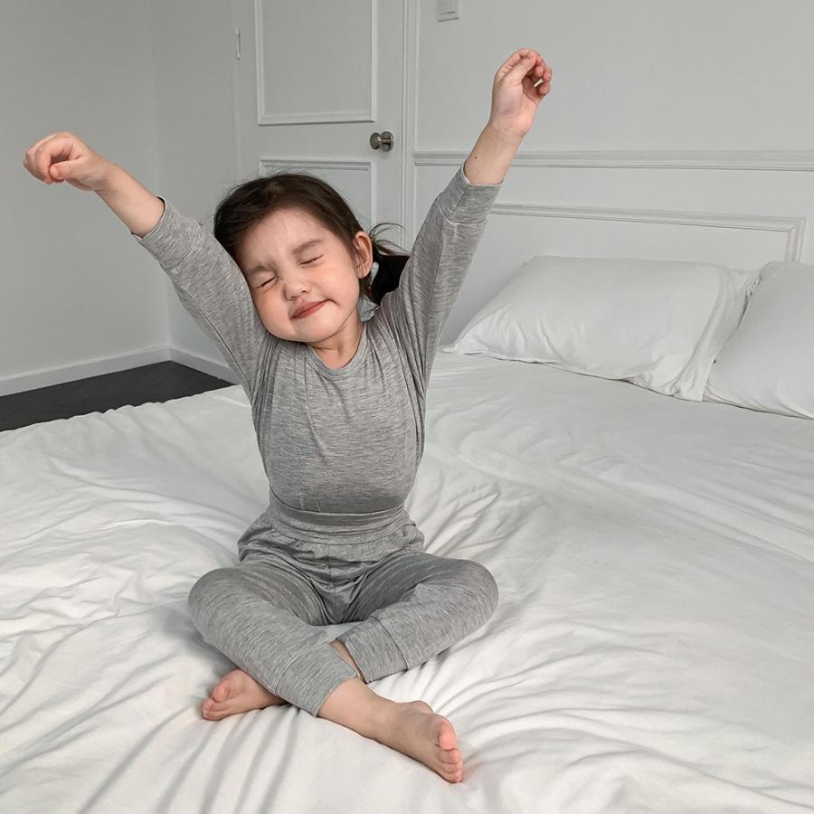 パジャマ 長袖パジャマ キッズ ハイウエスト 子ども用パジャマ ユニセックス 男女兼用 女の子 男の子 ミドルウエスト 無地 シンプル かわいい おし | plusnao | 06