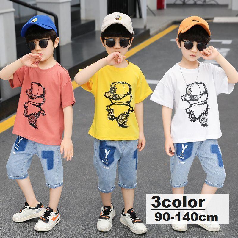 100 正規品 セットアップ 子供服 キッズ ベビー ジュニア 男の子 女の子 上下 2点セット 半袖 Tシャツ デニム ハーフパンツ ロゴ イラスト カジュアル お1 340円 Aynaelda Com