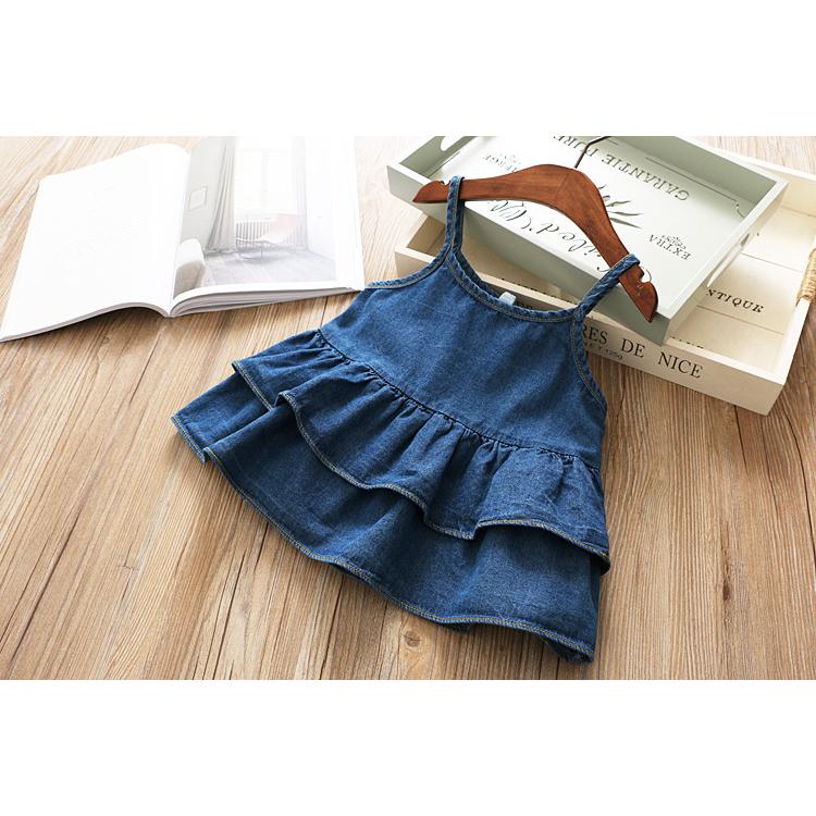 セットアップ 上下セット キッズ 子供服 女の子 キャミソール デニムパンツ トップス ボトムス フリル 7分丈 半端丈パンツ ジーパン ジーンズ カ | plusnao | 05