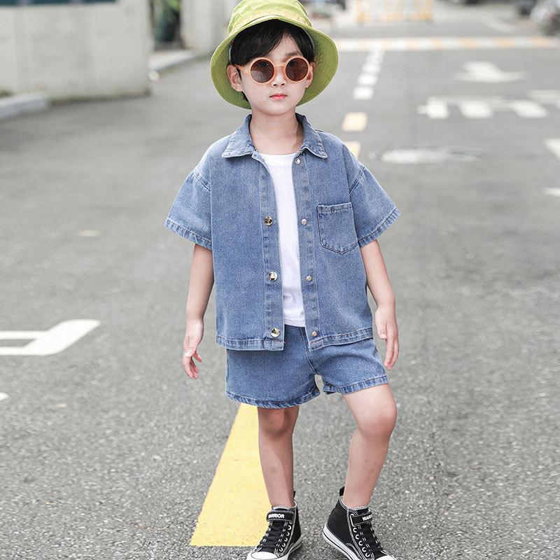 セットアップ 上下セット デニムシャツ ハーフパンツ 半袖 キッズ 子ども服 男の子 女の子 トップス ボトムス シンプル 無地 羽織物 ポケット付き プラスナオ Paypayモール店 通販 Paypayモール