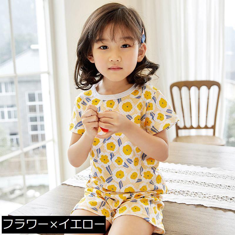 ルームウェア 部屋着 パジャマ 上下 セットアップ キッズ 子供服 春夏 薄手 メッシュ 可愛い プリント 半袖 半ズボン 寝巻き ナイトウェア トッ | plusnao | 14